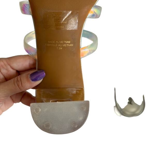 Abound Women’s Ethan Silver Translucent Heel
Strappy Slide Sandals Size 7.5 - Picture 6 of 7